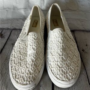 {Keds} Women's White Lace Slip-On Sneakers